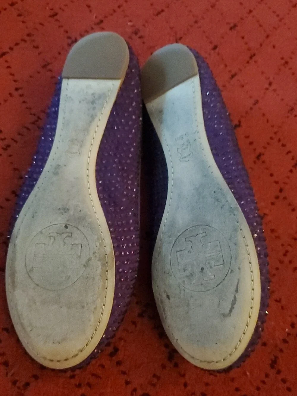 Tory Burch Purple Crystal-Embellished Ballet Flats